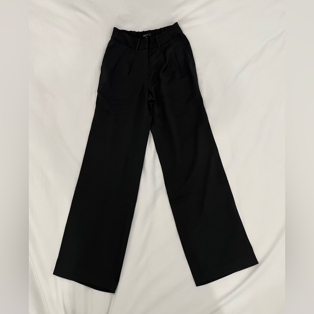 NWOT quince stretch crepe pleated wide leg pants color black sz 0